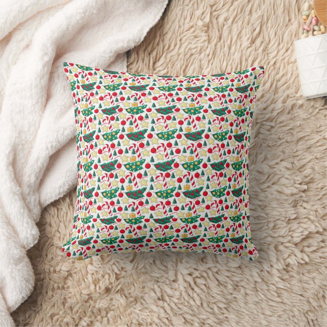 Coussin Festive Christmas Pattern Throw Pillow (Couverture)
