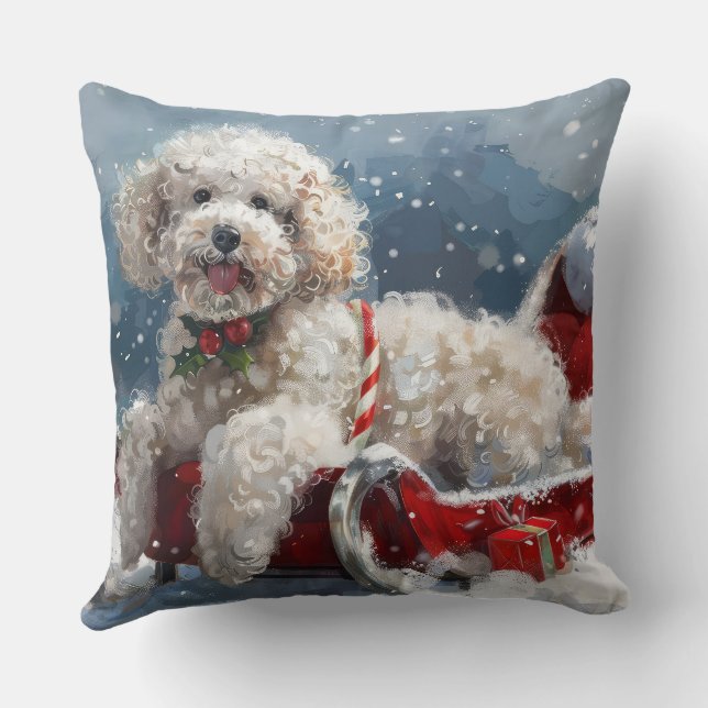Coussin Festive de Noël du chien de caniche (Verso)