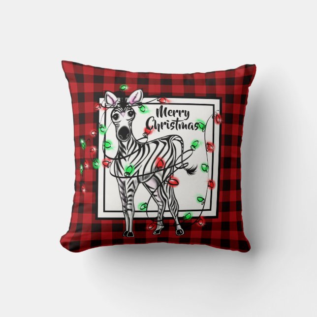 Coussin Festive Holiday Zebra, scintillement de buffle lég (Recto)