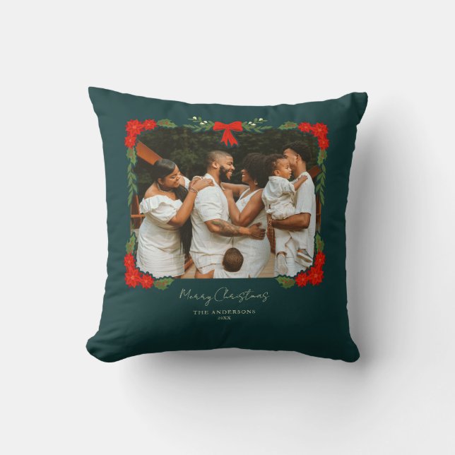 Coussin Festive Holly Feuilles personnalisés (Recto)