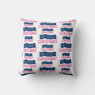 Coussin Festive Joyeux voeux de Noël Décor Maison Blanche