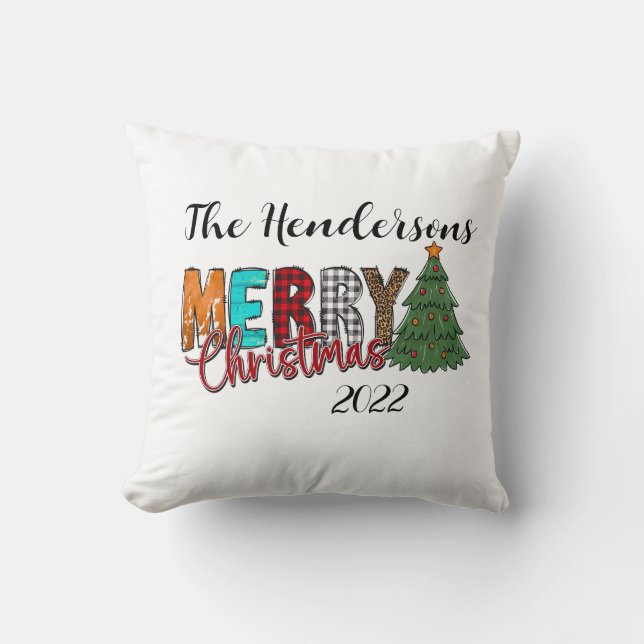 Coussin Festive Pays Joyeux Arbre de Noël (Recto)