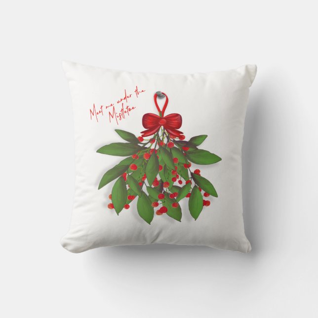 Coussin Festive Red Meet Me Under the Mistletoe Christmas (Recto)