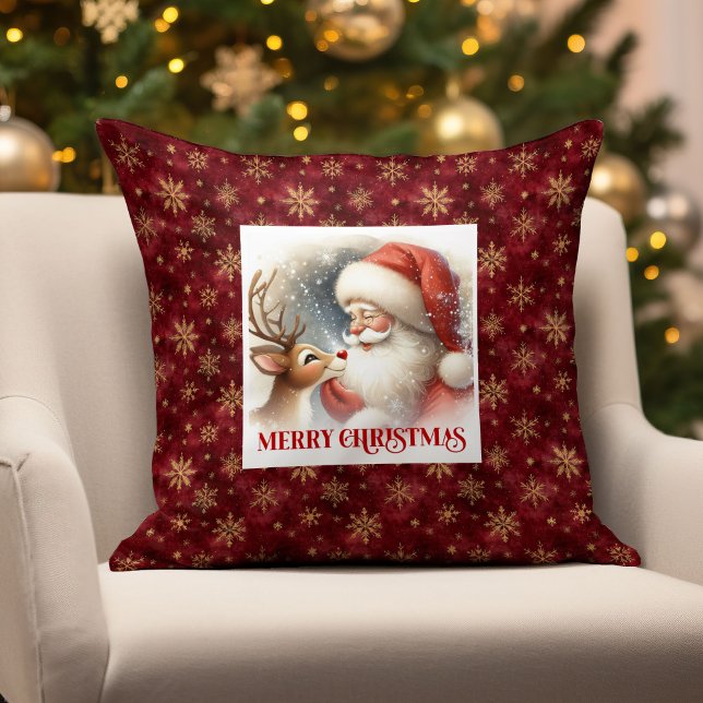 Coussin Festive Santa Claus Rudolph Holiday Pillow  (Festive Santa Claus Rudolph Holiday Pillow for Home

)