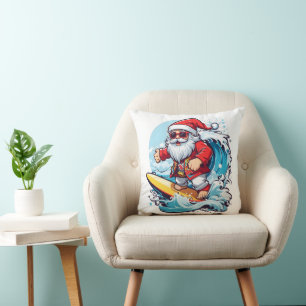 Coussin Festive Santa Claus surfant Vagues de Noël