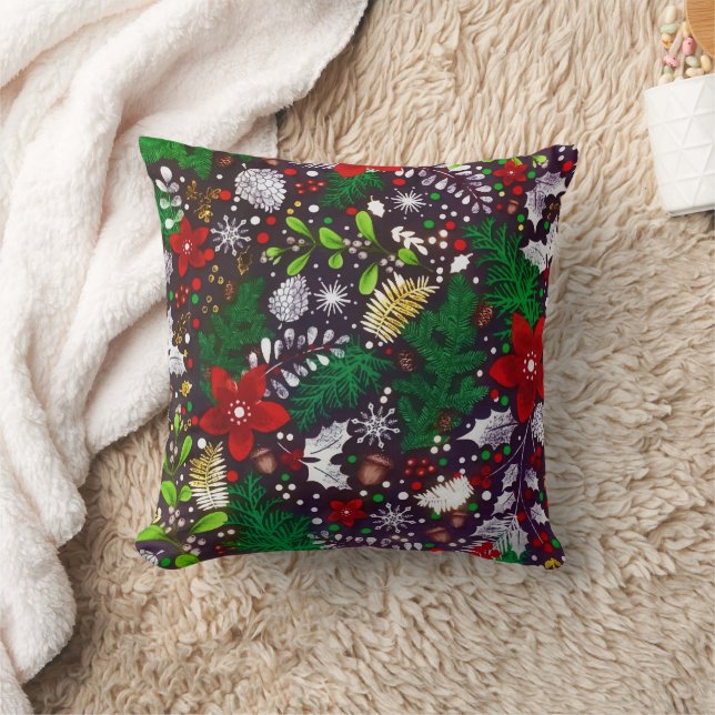 Coussin Festive Vintage Noël Forêt botanique (Couverture)