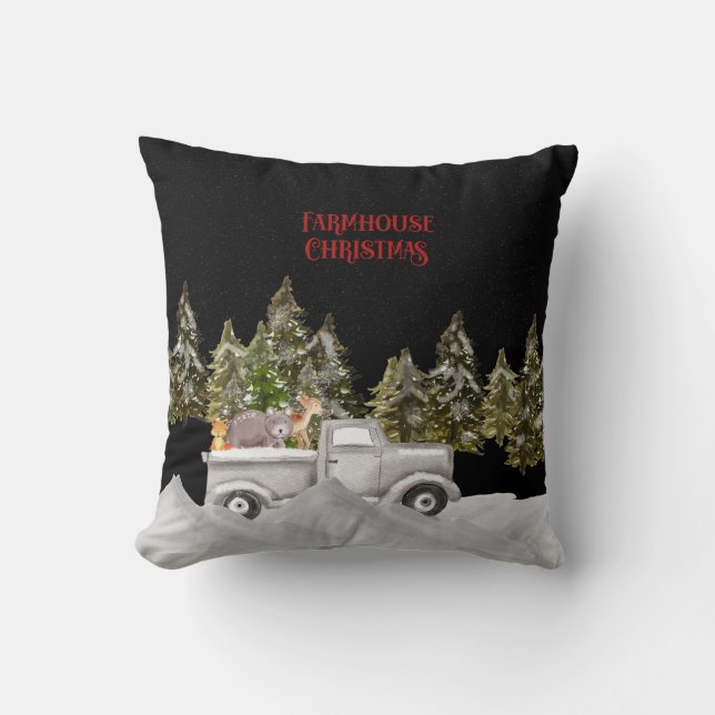 Coussin Fête agricole de neige des bois (Recto)