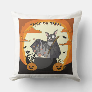 Coussin Fête Chauve-souris Halloween Mignonne et Effrayant