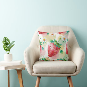 Coussin Fête d'anniversaire aux fraises mignonnes