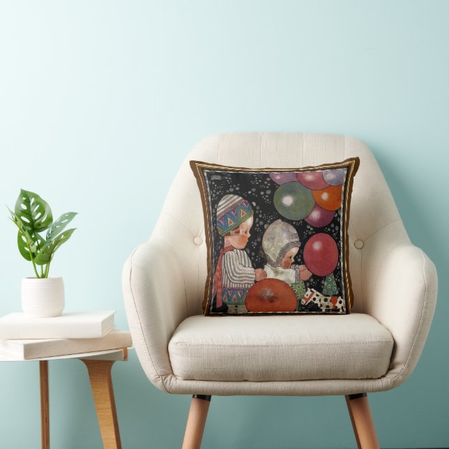 Coussin Fête d'anniversaire, ballons et jouets pour enfant (Chaise)