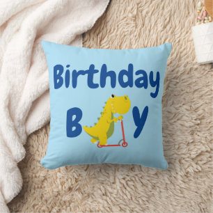 Coussin Fête d'anniversaire camion scooter dinosaure enfan