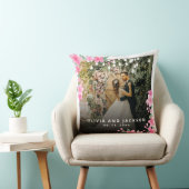 Coussin Fête de bienvenue Fleurs roses Cadre doré mariage (Chaise)