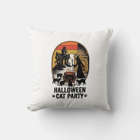 Coussin Fête de chat Halloween Design de chats de sorcière (Recto)