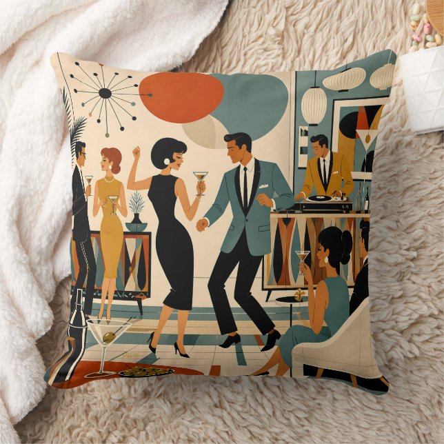Coussin Fête de danse martini branchée milieu du siècle mo (Couverture)