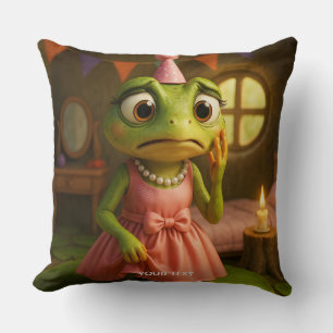 Coussin Fête de fille grenouille mignonne fantastique