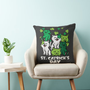 Coussin Fête de la Saint-Patrick chats Saint-Patrick