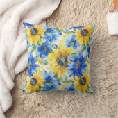 Coussin Fête de mariage avec fleurs jaunes bleues (Couverture)