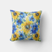 Coussin Fête de mariage avec fleurs jaunes bleues (Recto)