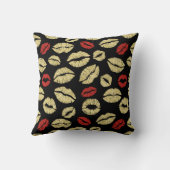 Coussin Fête de mariage floral noir or  (Verso)