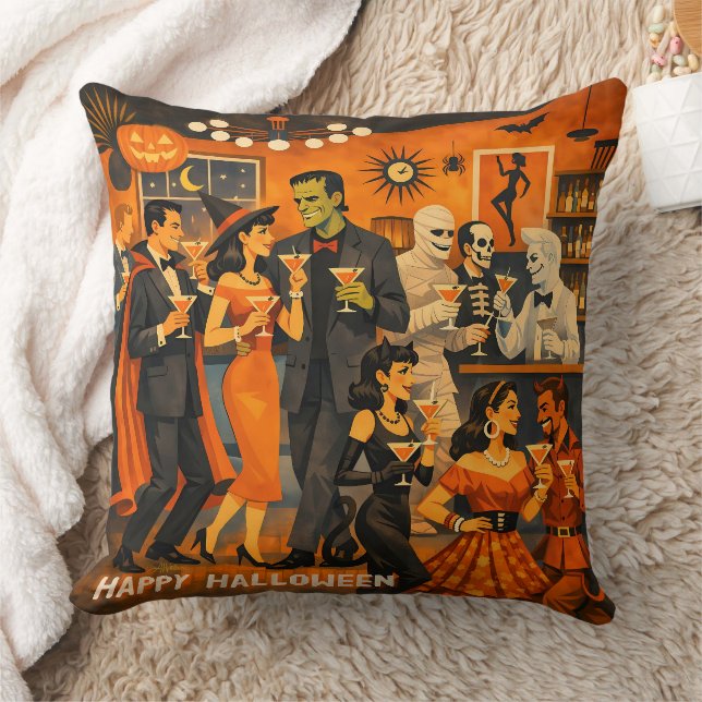 Coussin Fête de martini Halloween moderne du milieu du siè (Couverture)