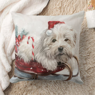 Coussin Fête de Noël de Chien de Coton De Tulear