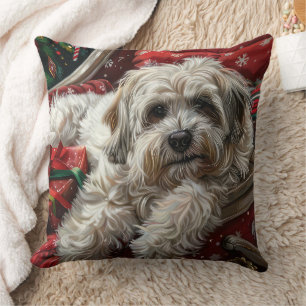 Coussin Fête de Noël de Chien Havanais