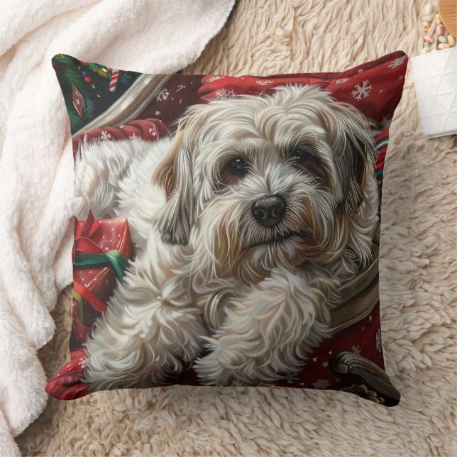 Coussin Fête de Noël de Chien Havanais (Couverture)
