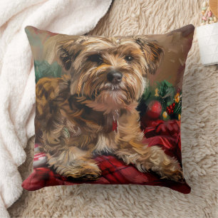 Coussin Fête de Noël de Chien Yorkipoo
