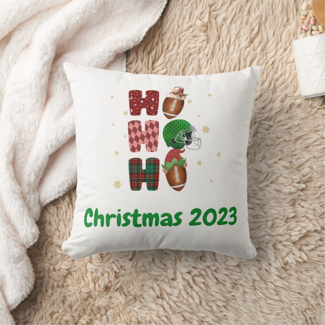 Coussin Fête de Noël de football Ho Ho Ho (Couverture)