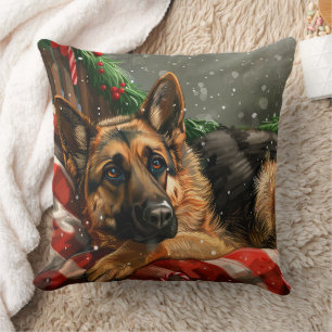 Coussin Fête de Noël du berger allemand Chien