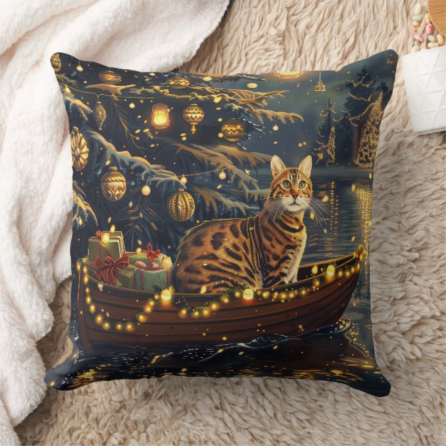 Coussin Fête de Noël du chat du Bengale Voyage (Couverture)