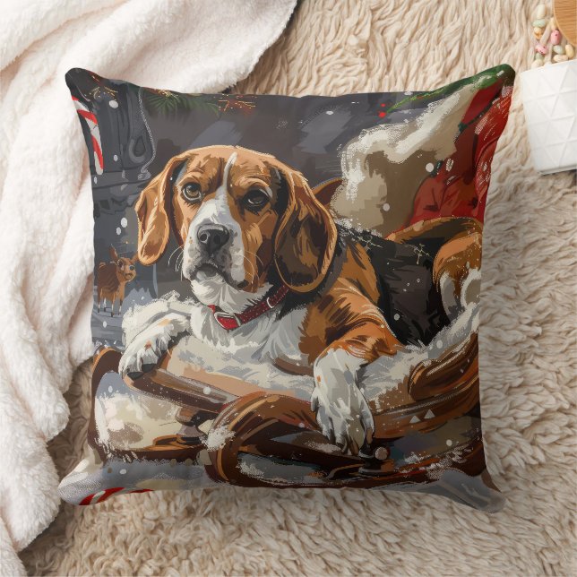 Coussin Fête de Noël du chien beagle (Couverture)