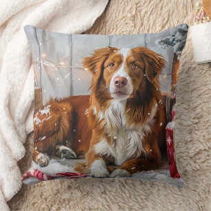 Coussin Fête de Noël du chien de canard de la Nouvelle-Éco