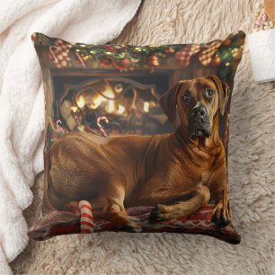 Coussin Fête de Noël du chien de Rhodesian Ridgeback
