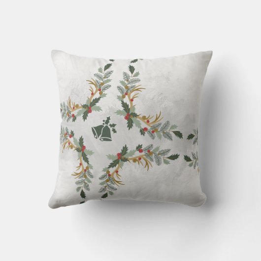 Coussin Fête de Noël Florale à l'Aquarelle Élégante en Fam (Verso)