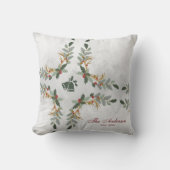 Coussin Fête de Noël Florale Élégante Aquarelle Famille (Recto)