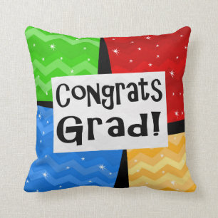 Coussin Fête de remise des diplômes multicolore joyeuse