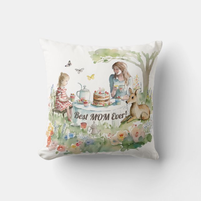 Coussin Fête de thé mère fille (Recto)