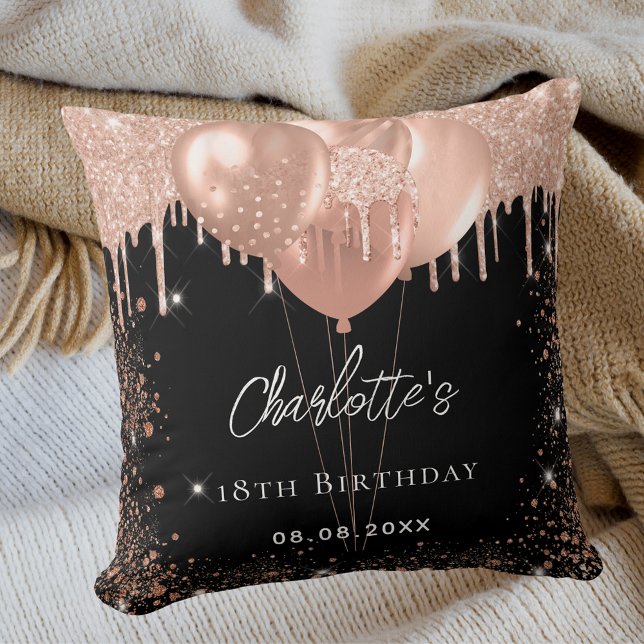 Coussin fête des ballons d'or noir rose (Créateur téléchargé)