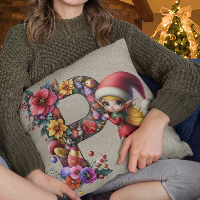 Coussin Fête des elfes de Noël P Faux Tan Leather (Créateur téléchargé)