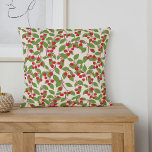 Coussin Fête des mariées d'été Boho Vintage Red Cherries<br><div class="desc">Joli été Vintage Cerises rouges Boho Fête des mariées nature Jeter Oreiller</div>