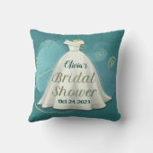 Coussin Fête des mariées Mariage Gown Deep Turquoise Gold  (Verso)