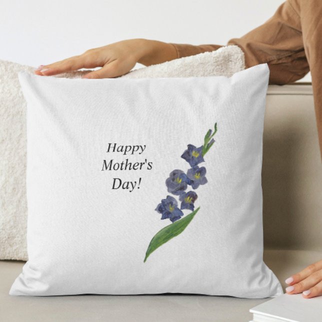 Coussin Fête des mères cadeau de fleur de lys violet aquar (Créateur téléchargé)