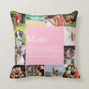 Coussin Fête des Mères Citation Maman Collage de photos de
