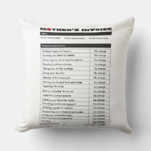 Coussin Fête des Mères customisée Facture Cadeau personnal