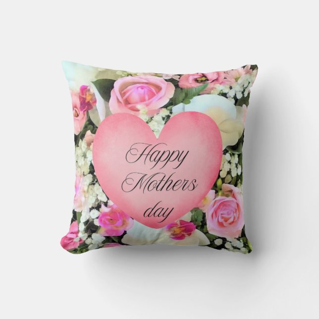 Coussin Fête des mères d'orchidées roses, (Recto)
