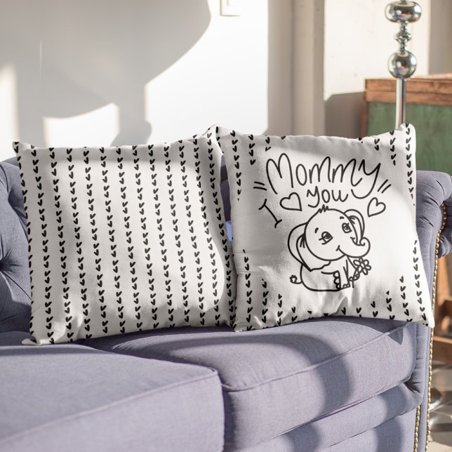 Coussin Fête des mères Eléphant Mum & Me (Elephant Mum & Me Mother's Day Throw Pillow)