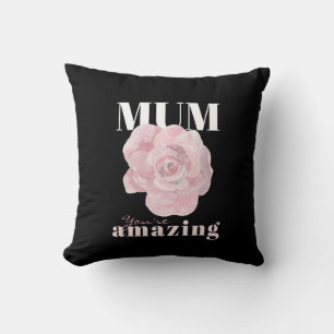 Coussin Fête des mères Floral rose noir