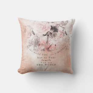Coussin Fête des Mères Floral Rose Pâle Moderne-Vintage