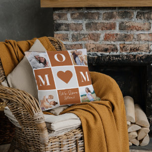 Coussin Fête des Mères moderne Amour Quatre Famille Photo 